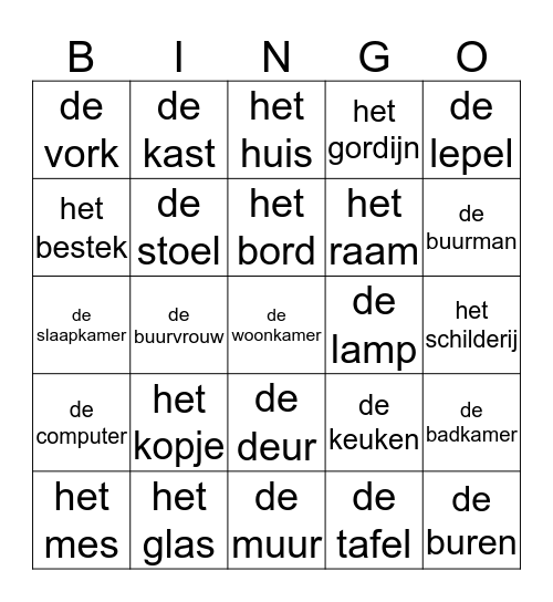 BINGO AZC Leersum Bingo Card