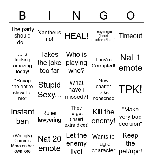 HR Chat Bingo Card