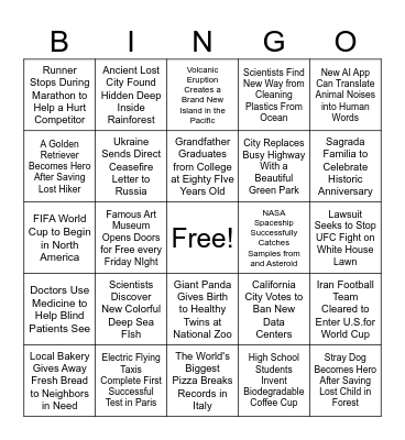 Headlines in the News Bingo Card