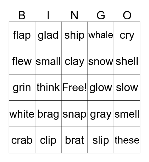 Blends Bingo Card