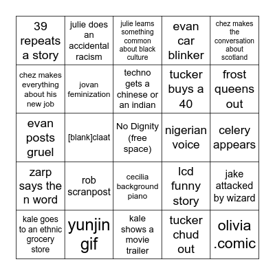 JDPONcord Bingo Card