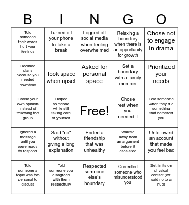 Boundary Bingo! Bingo Card