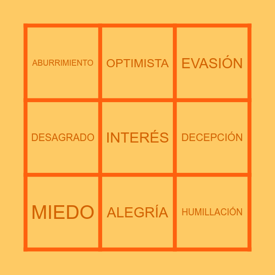 ¡FUGA DE EMOCIONES! Bingo Card