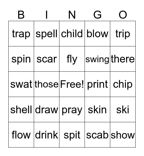 Blends Bingo Card