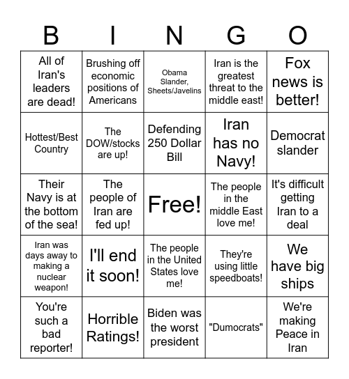 What Will Trump Say During CNN Interview Bingo Card