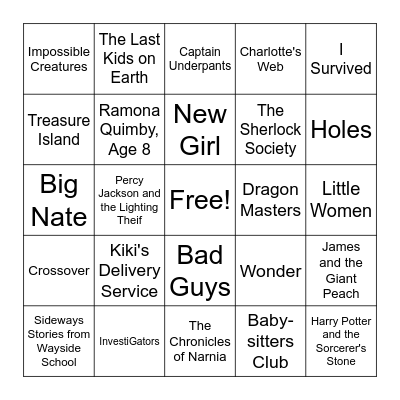 Summer Reading Bingo Card