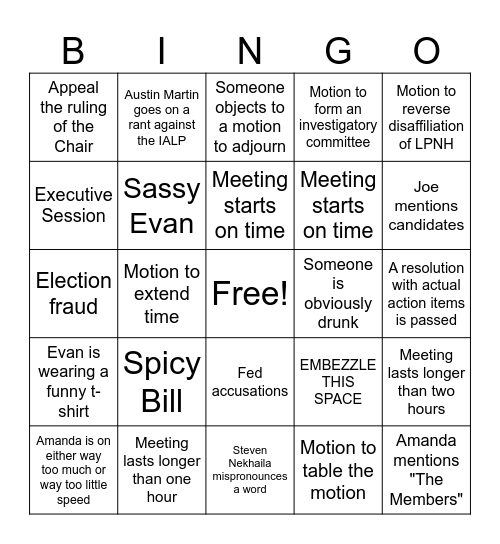 LNC June 7 Bingo Card
