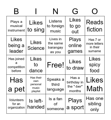 Find Someone Who Bingo Card