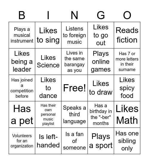 Find Someone Who Bingo Card