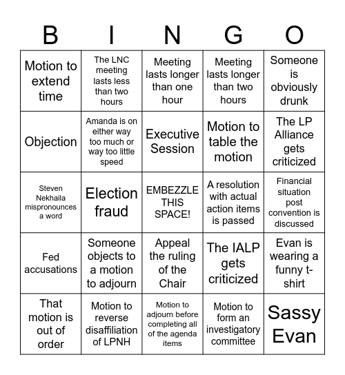 LNC June 7 Bingo Card