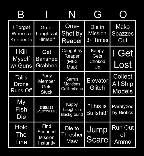 Mass Effect Bingo (2026) Bingo Card