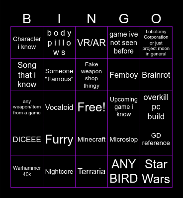 Gamescon 2026 bingo card Bingo Card