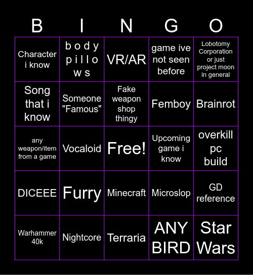 Gamescon 2026 bingo card Bingo Card