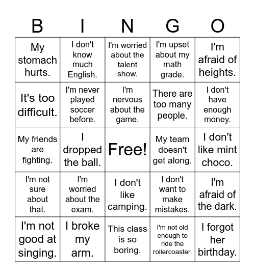 Lesson 5 | Grade 1 Bingo Card