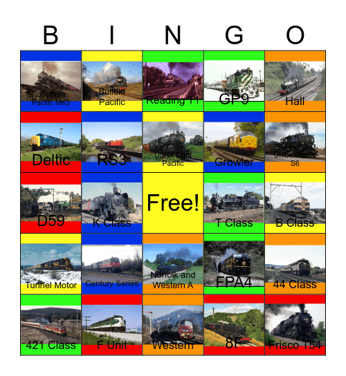 Retired Steam and Diesel Excursions in the past Bingo Card