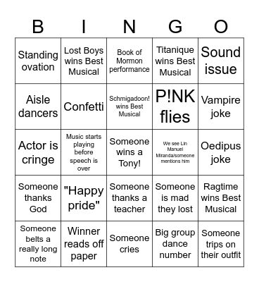 79TH TONY AWARDS BINGO! Bingo Card