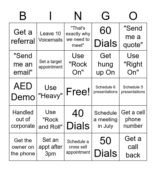 Phone Block Bingo Card
