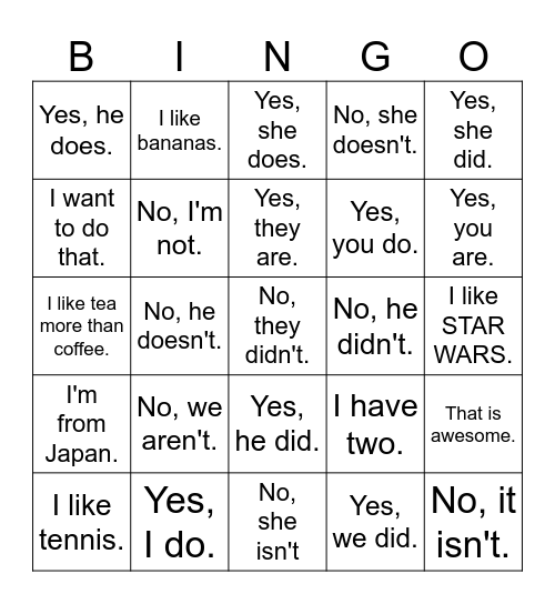 Please, Please Come! Bingo Card