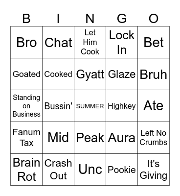 School's Out for Summer! Bingo Card
