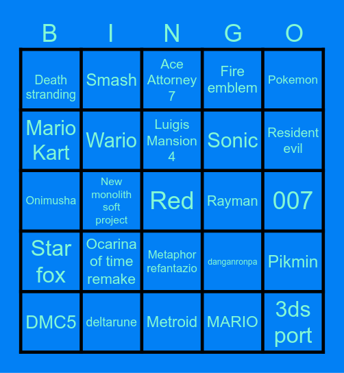 nintendo bingo Card