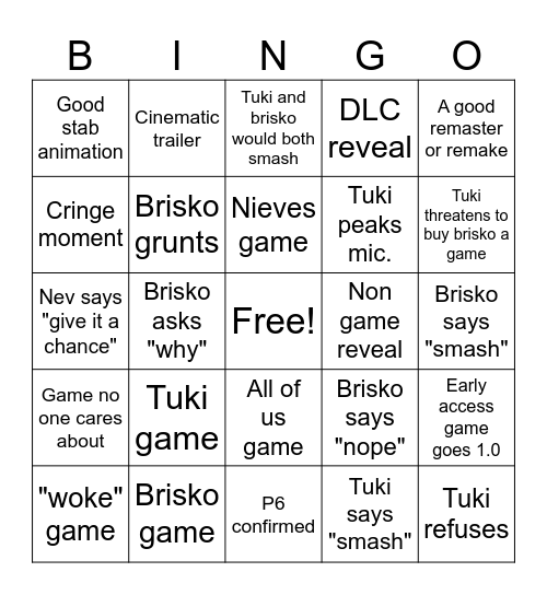 Showcase Bingo Card