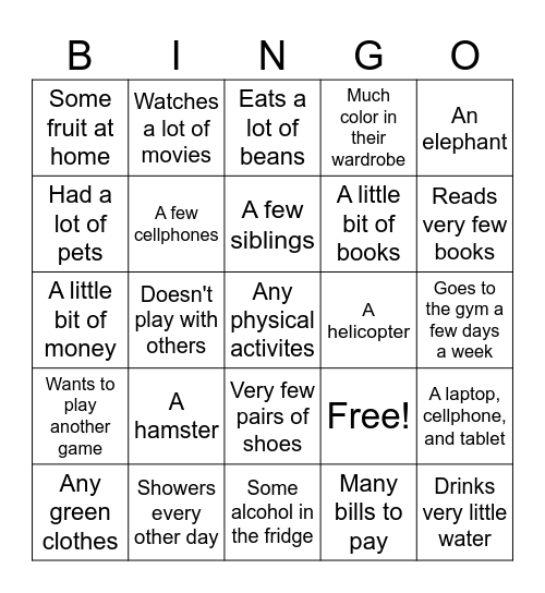 Find Someone Who (Has)... Bingo Card