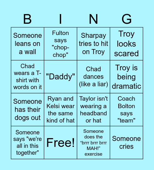 High School Musical 2 BINGO Card