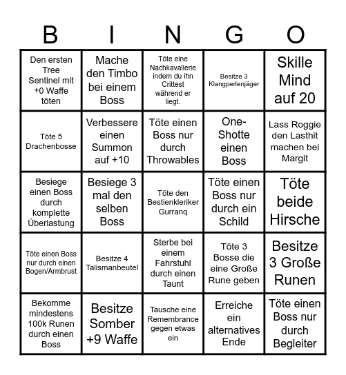 Elden Ring Bingo Card