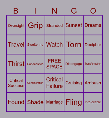 31 Gays of Summer Bingo Edition Bingo Card