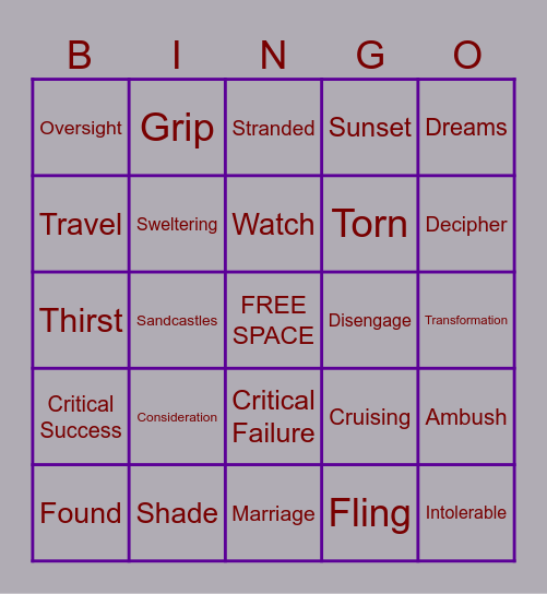 31 Gays of Summer Bingo Edition Bingo Card