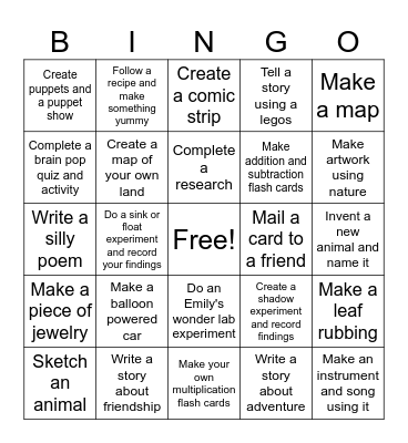 Summer School Bingo Card