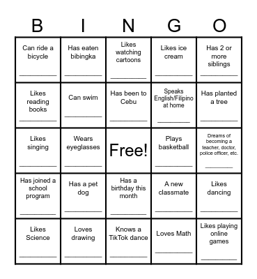 Bingo Buddies: Getting to Know You! Bingo Card