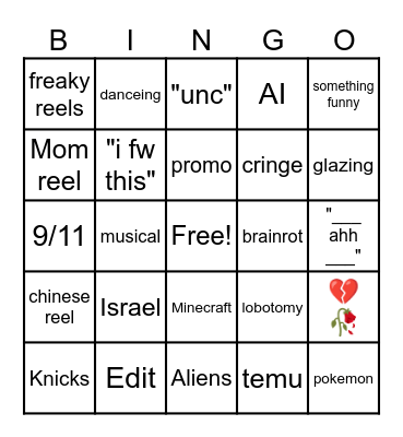 ig reels bingo 2026 Bingo Card