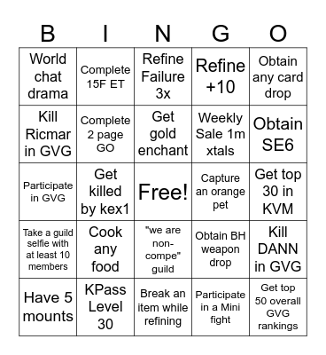 Soul Bingo Card