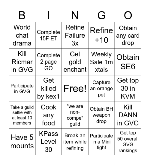 Soul Bingo Card