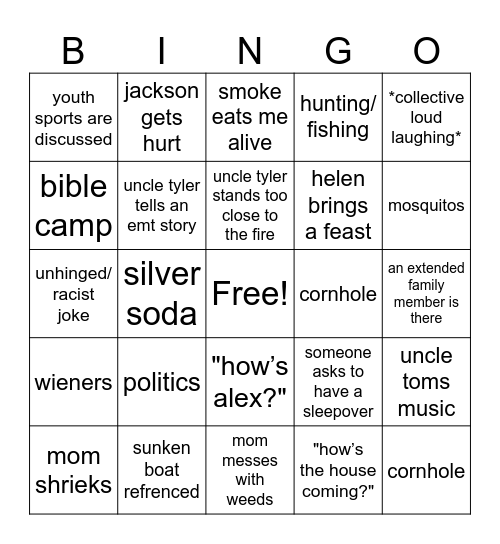 summer cookout bingo Card