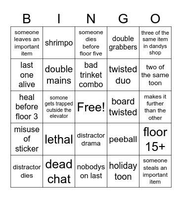 dandy world Bingo Card