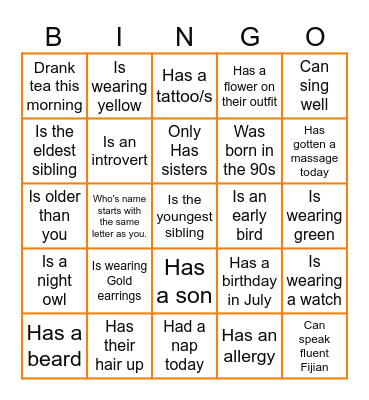 Find someone who... Bingo Card