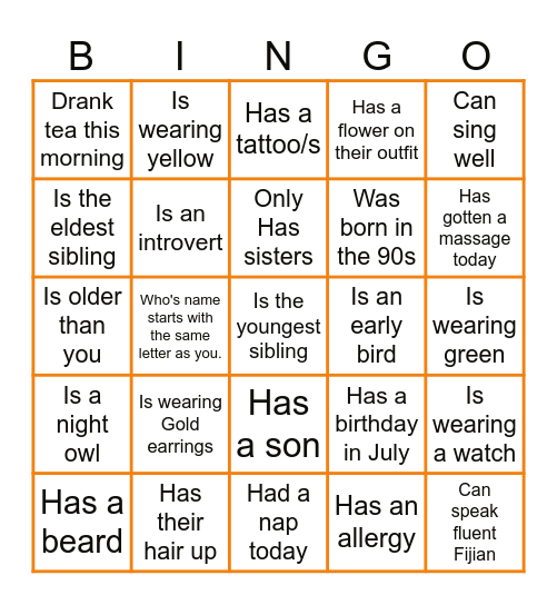 Find someone who... Bingo Card