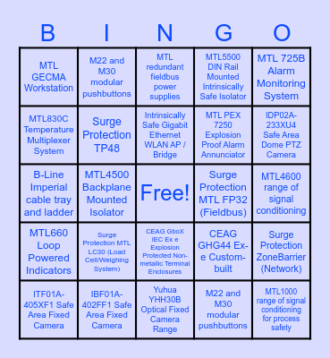 Eaton Bingo Card