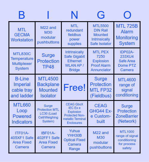 Eaton Bingo Card