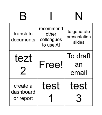 AI Bingo Card