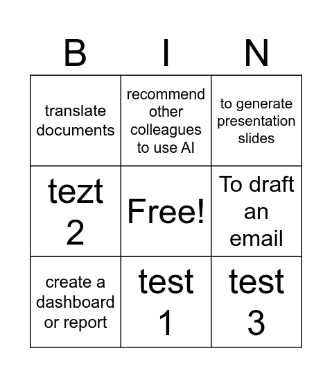 AI Bingo Card