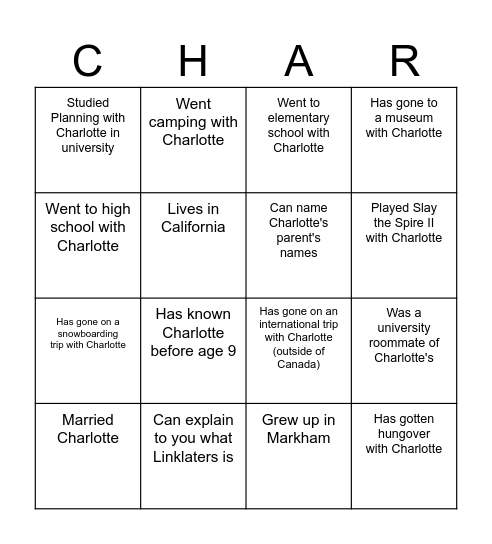 Name someone who... Bingo Card