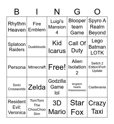 Nintendo Summer Direct 2026 Special Edition Bingo Card