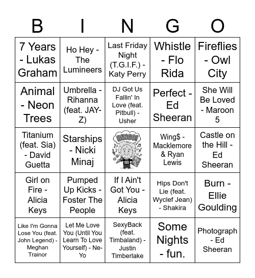 Mindless Minutia’s 2000-2010’s Pop Hits Music Bingo Card