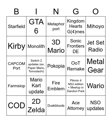DIRECT 6.9.2026 Bingo Card