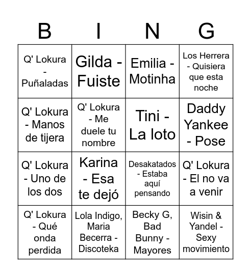 Marti's 24 - Bingo Musical 🎀🖤 Bingo Card