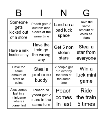 Mario party Bingo Card