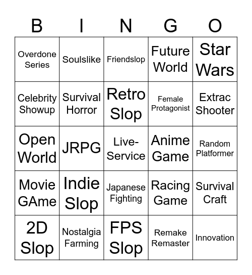 PC GAming Show 2026 Bingo Card